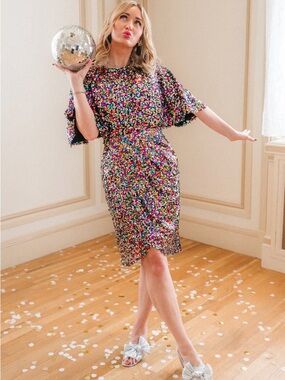 Ivy City Co Multicolor Sequin Midi Dress NWT